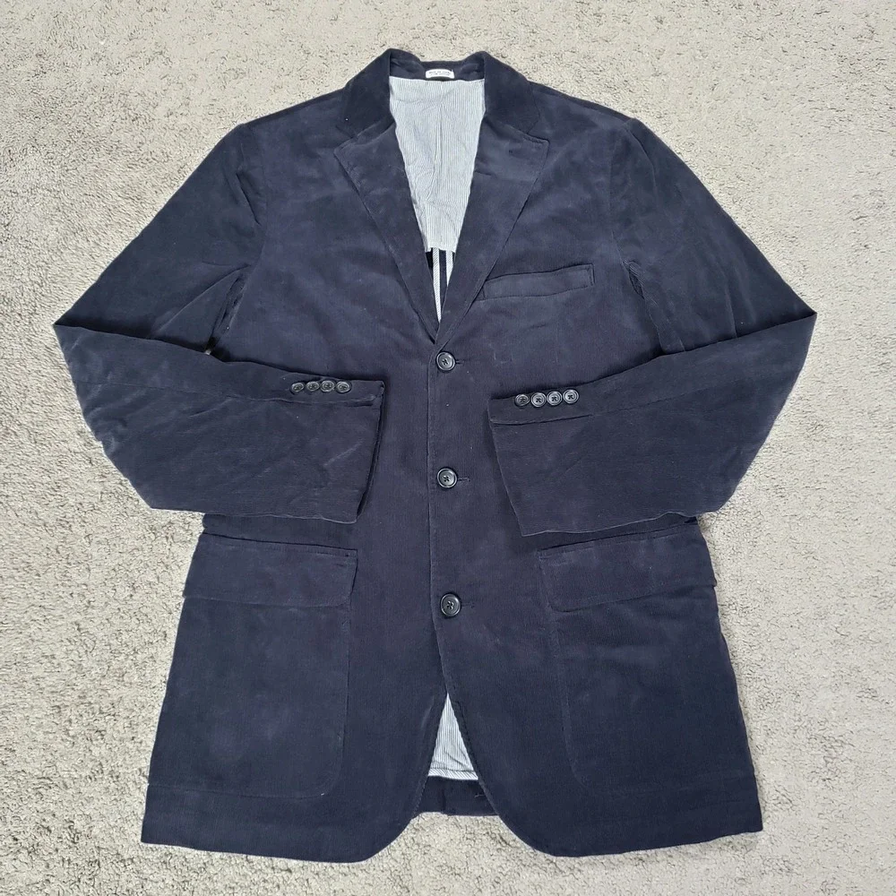 VTG Y2K J Crew Blazer Jacket Men S Navy Corduroy Sport Coat Academia Professor‎